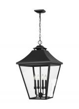 Visual Comfort & Co. Studio Collection OL14409TXB - Galena Traditional 4-Light Outdoor Exterior Large Pendant Ceiling Hanging Lantern Light
