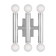 Visual Comfort & Co. Studio Collection TW1146PN - Beckham Modern contemporary 6-light indoor dimmable triple wall sconce in polished nickel silver fin