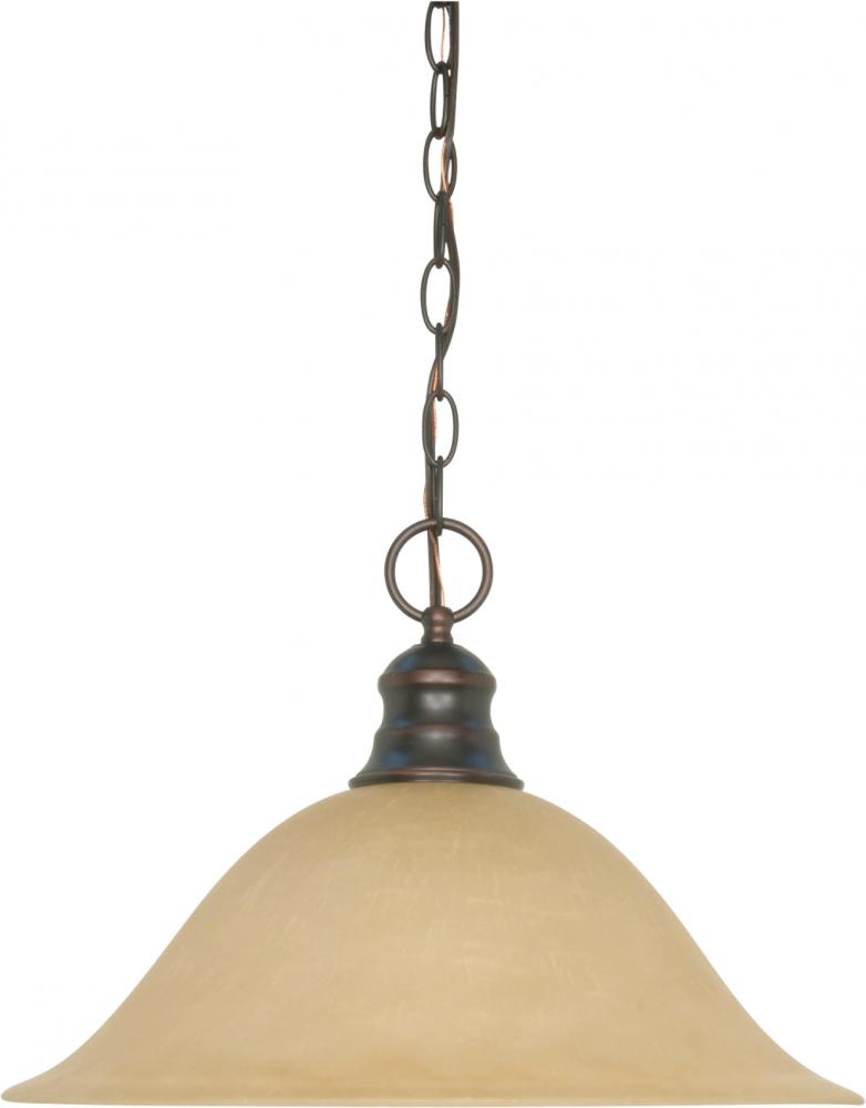 1 Light - 16" Pendant with Champagne Linen Washed Glass - Mahogany Bronze Finish