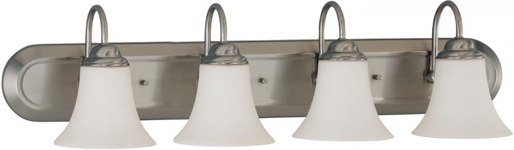 4-Light Vanity Fixture in Brushed Nickel Finish with White Satin Glass and (4) 13W GU24 Bulbs