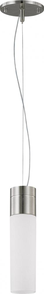 Link - 1 Light Pendant with White Glass - Brushed Nickel Finish