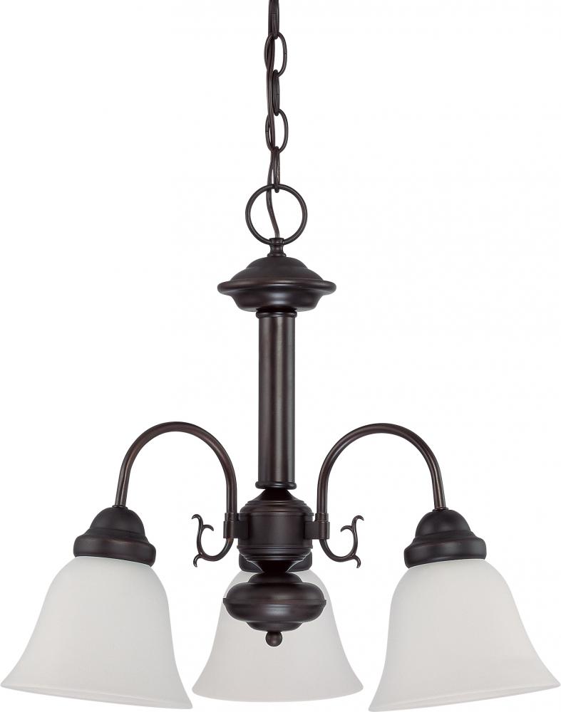 Ballerina - 3 Light Chandelier with Frosted White Glass - Mahogany Bronze Finish