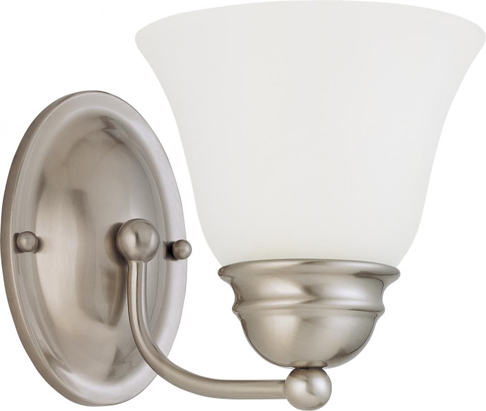 Empire - 1 Light 7" Vanity with Frosted White Glass - Brushed Nickel Finish