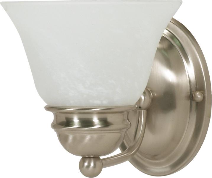 Empire - 1 Light 7" Vanity with Alabaster Glass - Brushed Nickel Finish