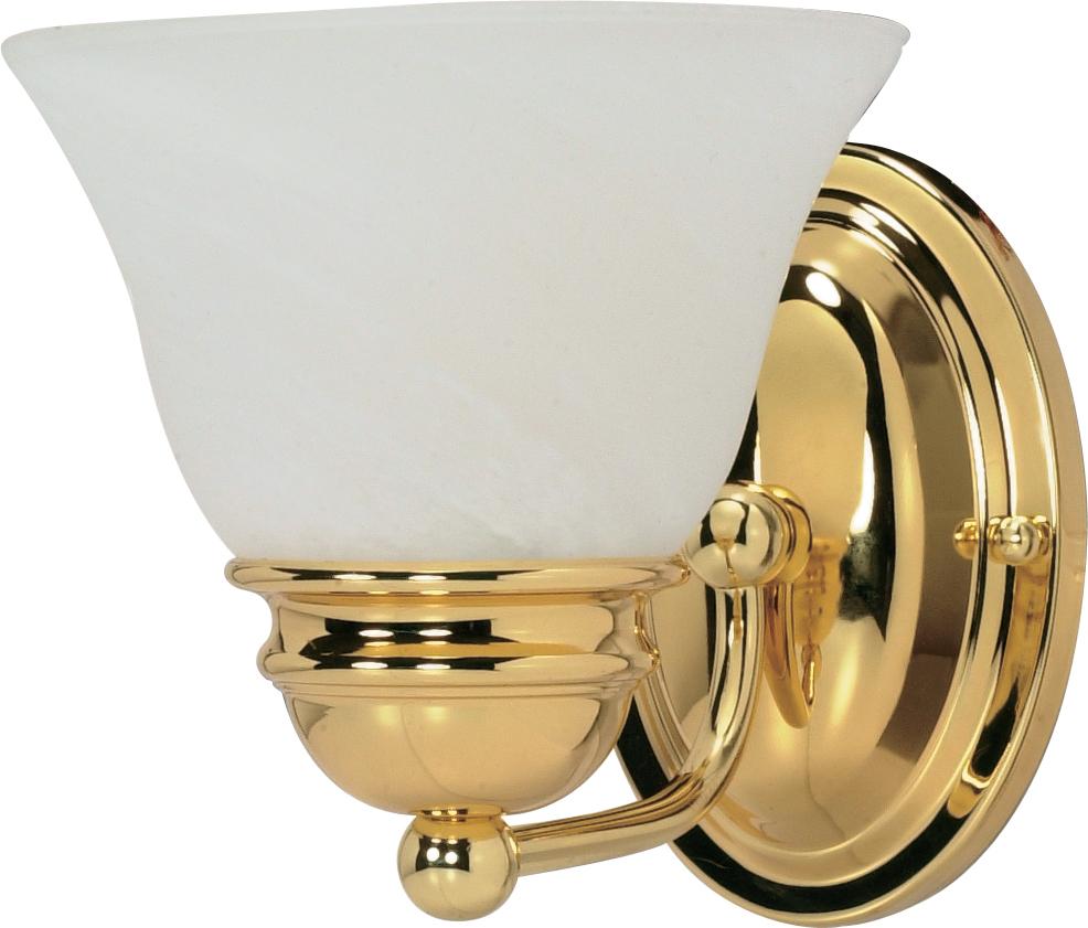 Empire - 1 Light 7" Vanity with Alabaster Glass - Polished Brass Finish