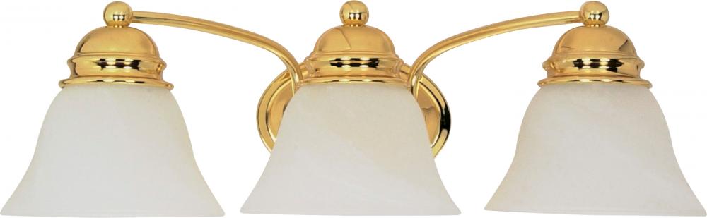 Empire - 3 Light 21" Vanity with Alabaster Glass - Polished Brass Finish