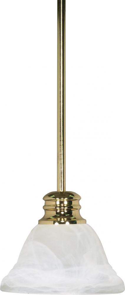 Empire - 1 Light 7" Mini Pendant with Alabaster Glass - Polished Brass Finish