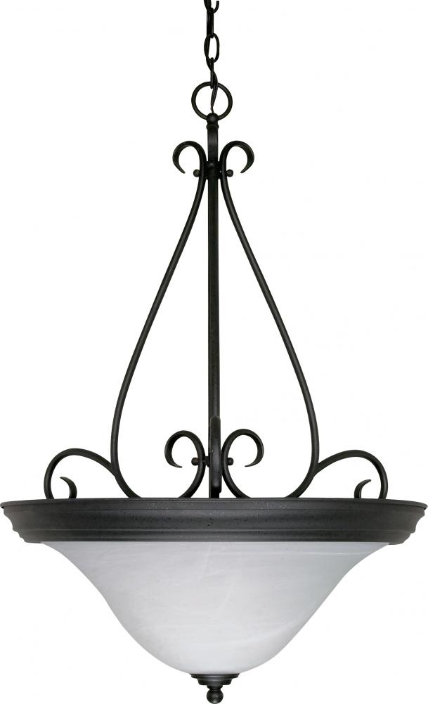 Castillo - 3 Light Pendant with Alabaster Swirl Glass - Textured Flat Black Finish