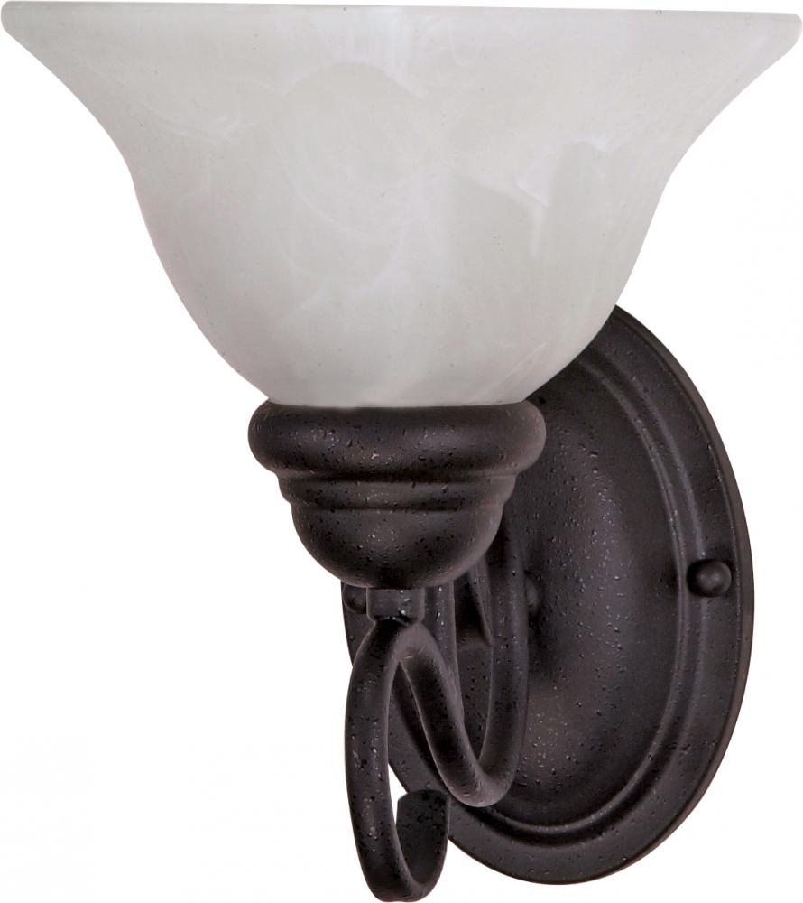 Castillo - 1 Light Wall Sconce with Alabaster Swirl Glass - Textured Flat Black Finish