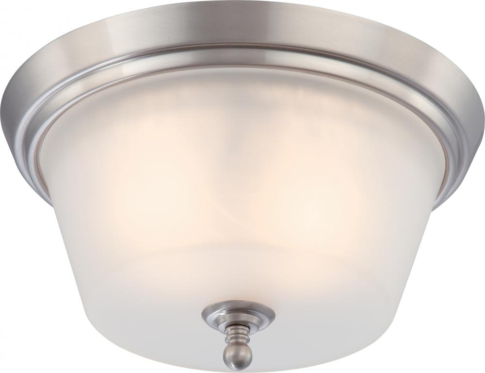 Surrey - 2 Light Flush Dome with Frosted Glass - Brushed Nickel Finish