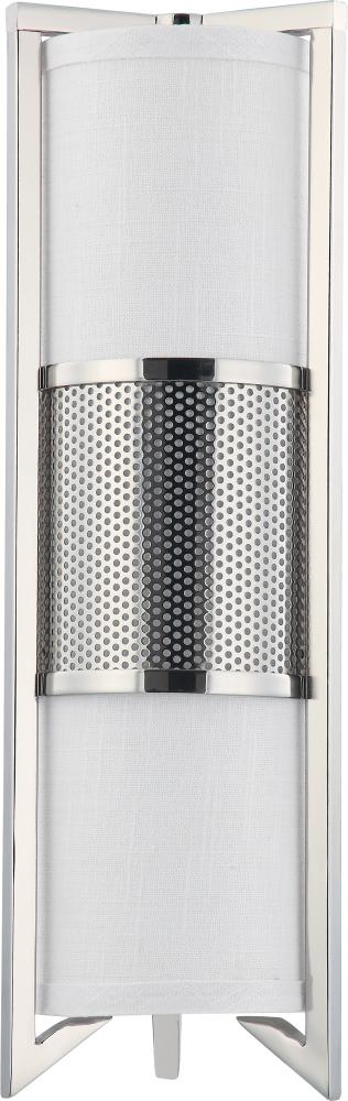 Diesel - 3 Light Vertical Sconce with Slate Gray Fabric Shade - Polished Nickel Finish