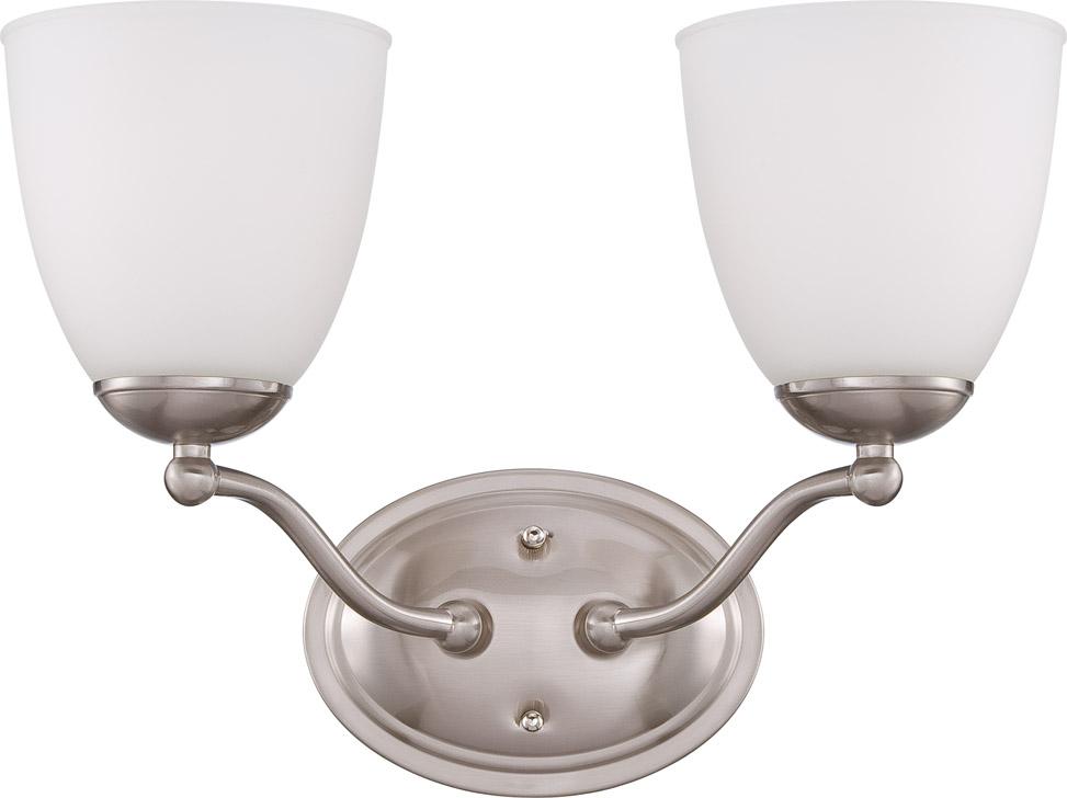 Patton - 2 Light Vanity with Frosted Glass - Brushed Nickel Finish