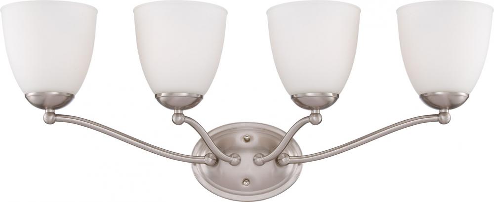 Patton - 4 Light Vanity with Frosted Glass - Brushed Nickel Finish