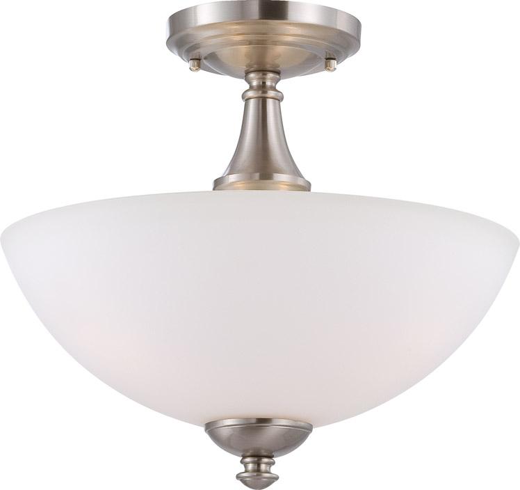 Patton - 3 Light Semi Flush with Frosted Glass - Brushed Nickel Finish