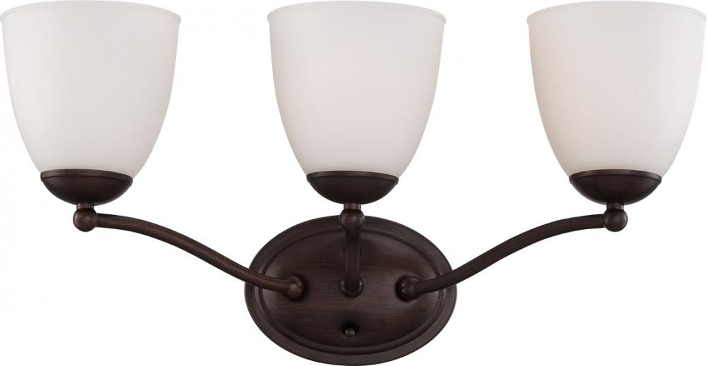 Patton - 3 Light Vanity with Frosted Glass - Prairie Bronze Finish