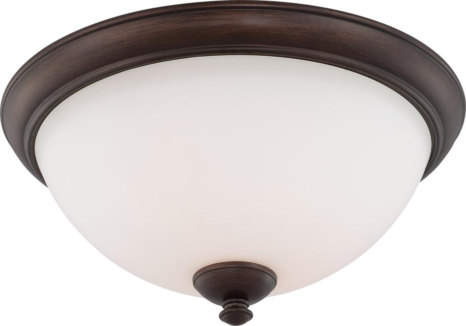 Patton - 3 Light Flush with Frosted Glass - Prairie Bronze Finish