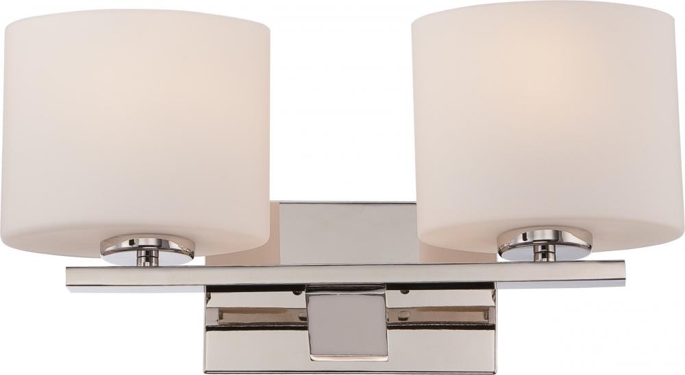 Breeze - 2 Light Vanity with Opal Frosted Glass - Polished Nickel Finish