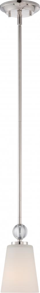 Connie - 1 Light Mini Pendant with Satin White Glass - Polished Nickel Finish