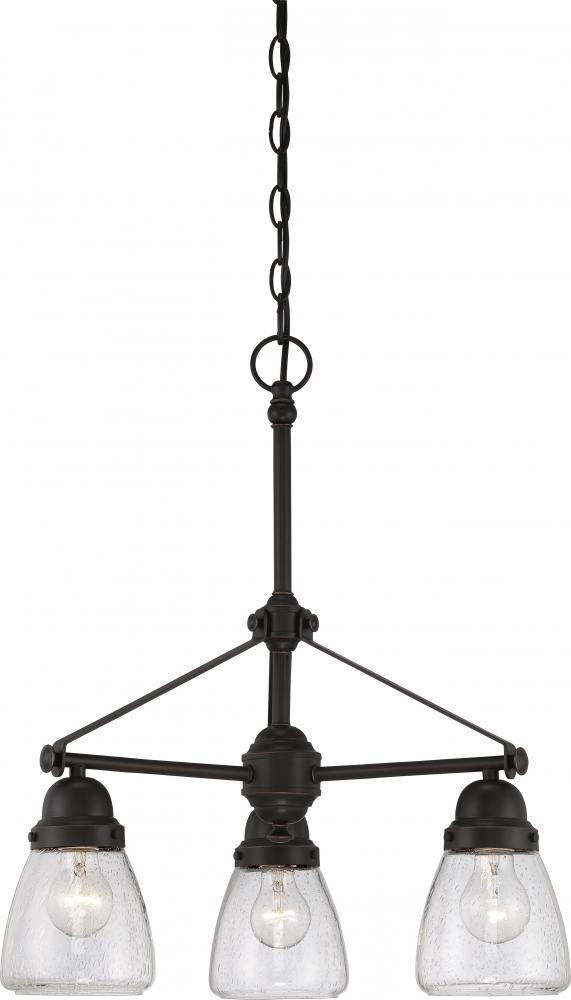 Laurel - 3 Light Chandelier with Clear Seeded Glass - Sudbury Bronze Finish