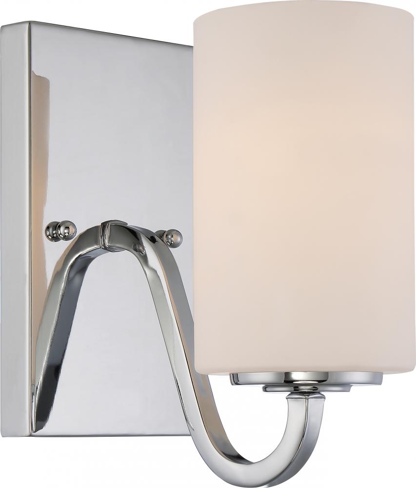 Willow - 1 Light Vanity with White Glass - Polished Nickel Finish