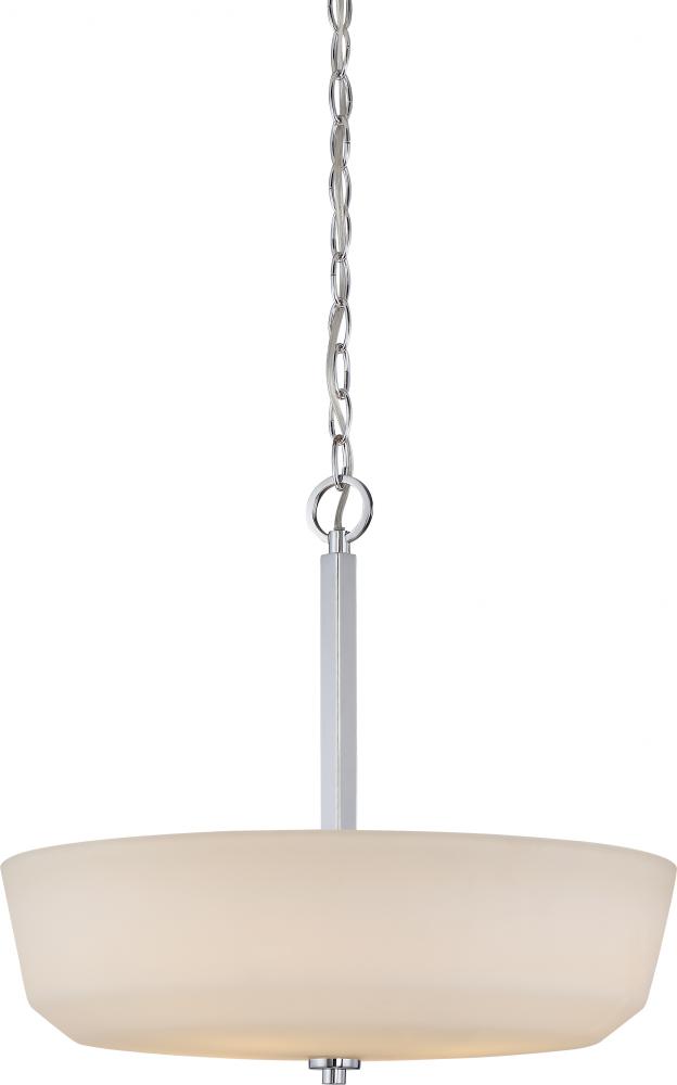Willow - 4 Light Pendant with White Glass - Polished Nickel Finish