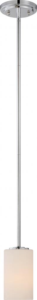 Willow - 1 Light Mini Pendant with White Glass - Polished Nickel Finish