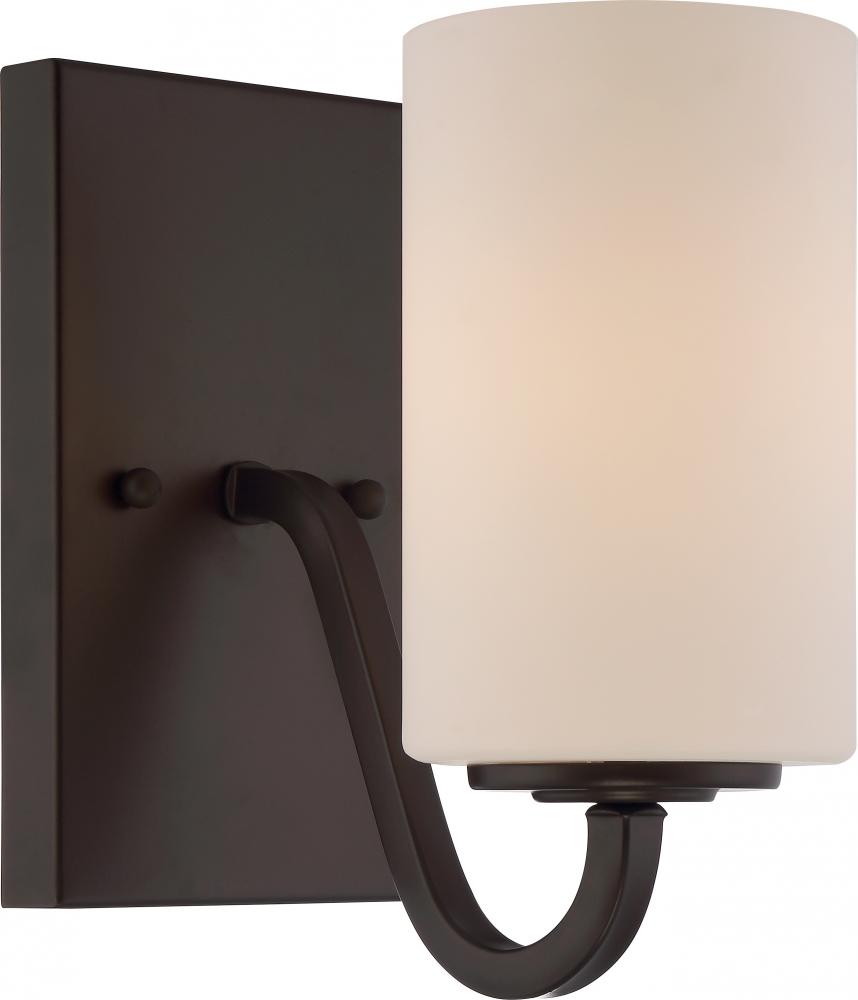 Willow - 1 Light Vanity with White Glass - Aged Bronze Finish
