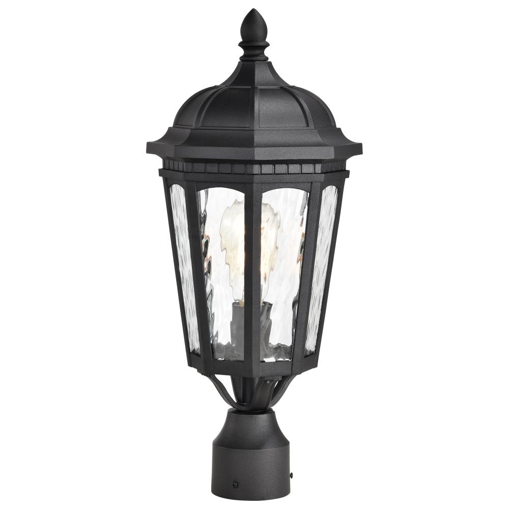 East River Collection Outdoor 19.5 inch Post Light Pole Lantern; Matte Black Finish with Clear Water