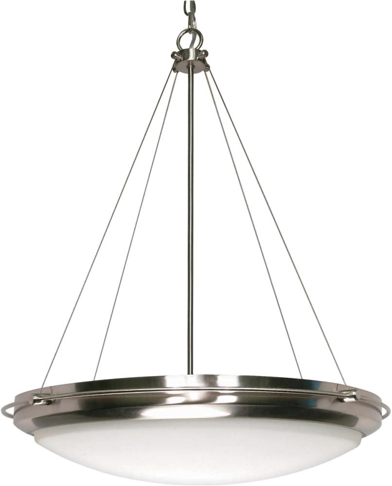 Polaris - 3 Light Pendant with Satin Frosted Glass - Brushed Nickel Finish