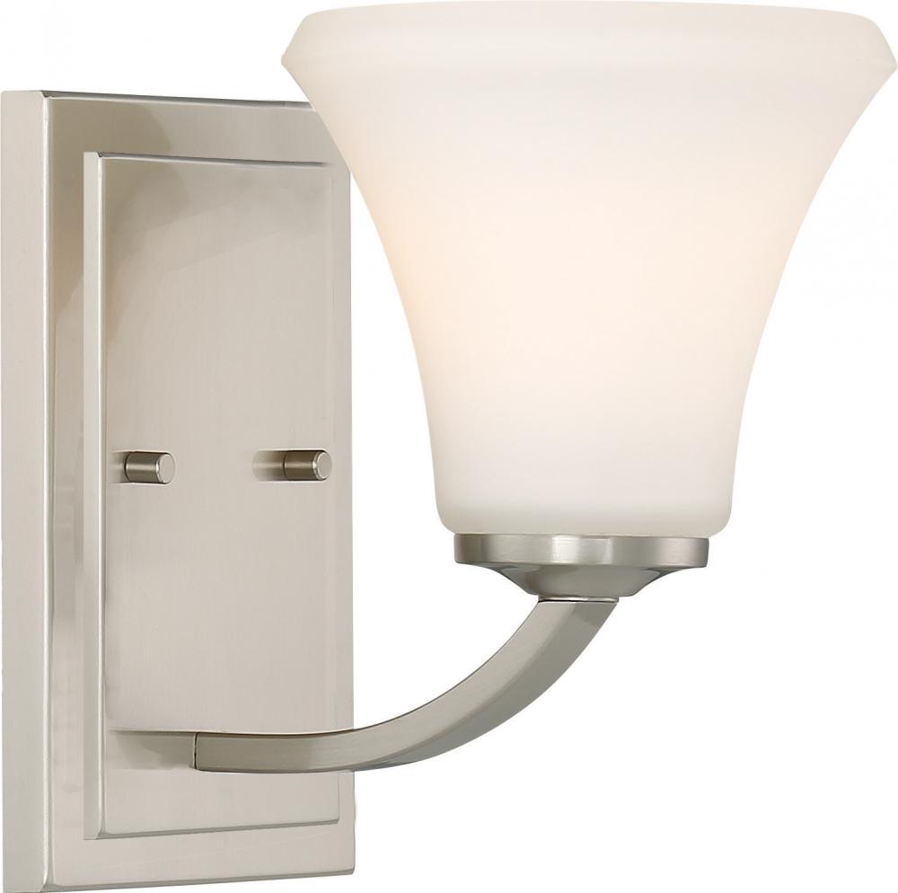 Fawn - 1 Light Vanity with Satin White Glass - Brushed Nickel Finish