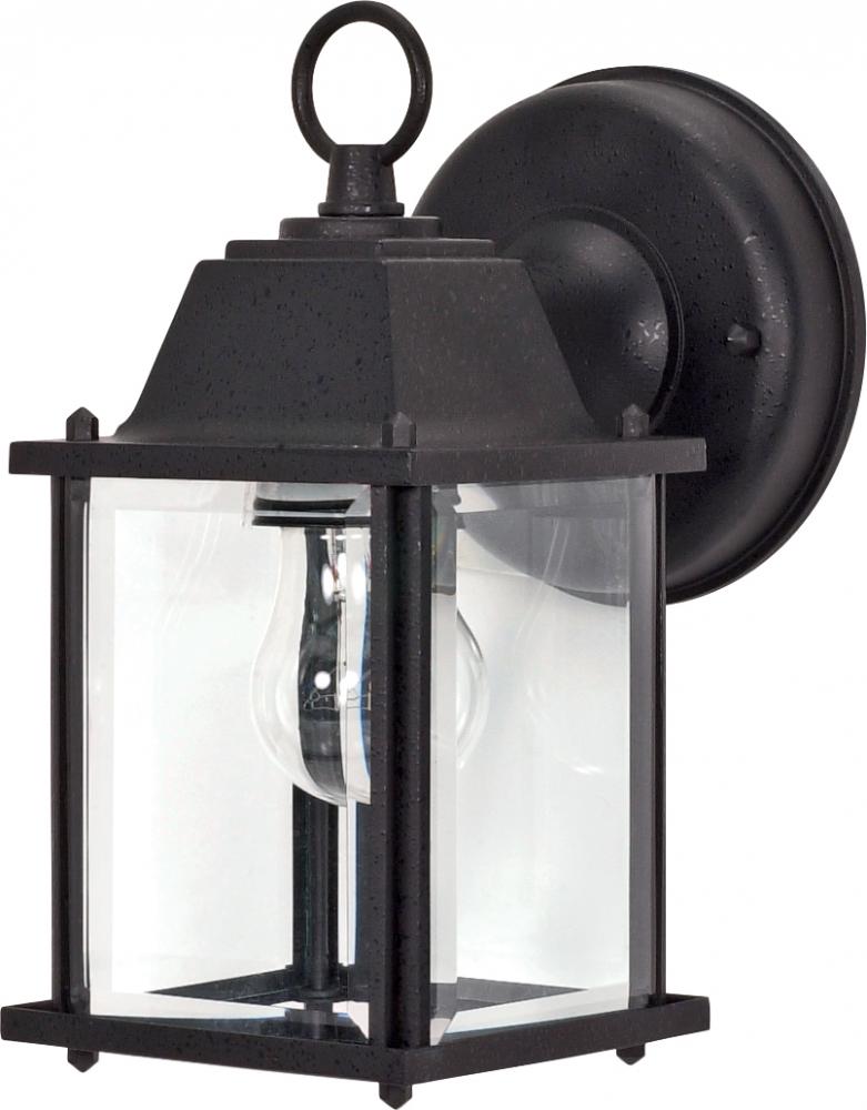 1 Light 9" - Cube Lantern with Clear Beveled Glass - Textured Black Finish