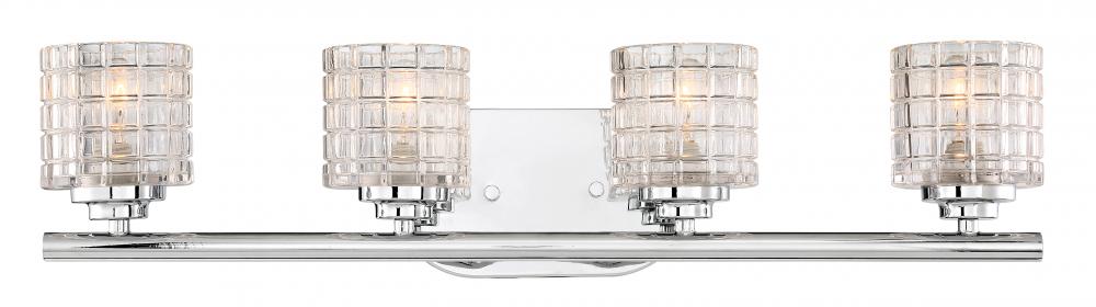Votive - 4 Light Vanity with Clear Glass - Polished Nickel Finish
