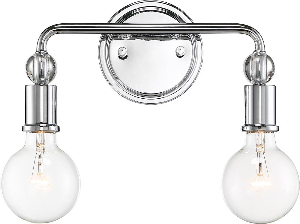 Bounce - 2 Light Vanity with Crystal Accent - Polished Nickel Finish