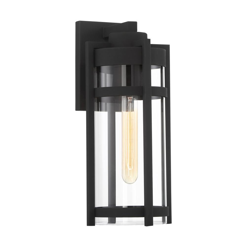 Tofino - 1 Light Medium Wall Lantern - Clear Glass - Textured Black Finish