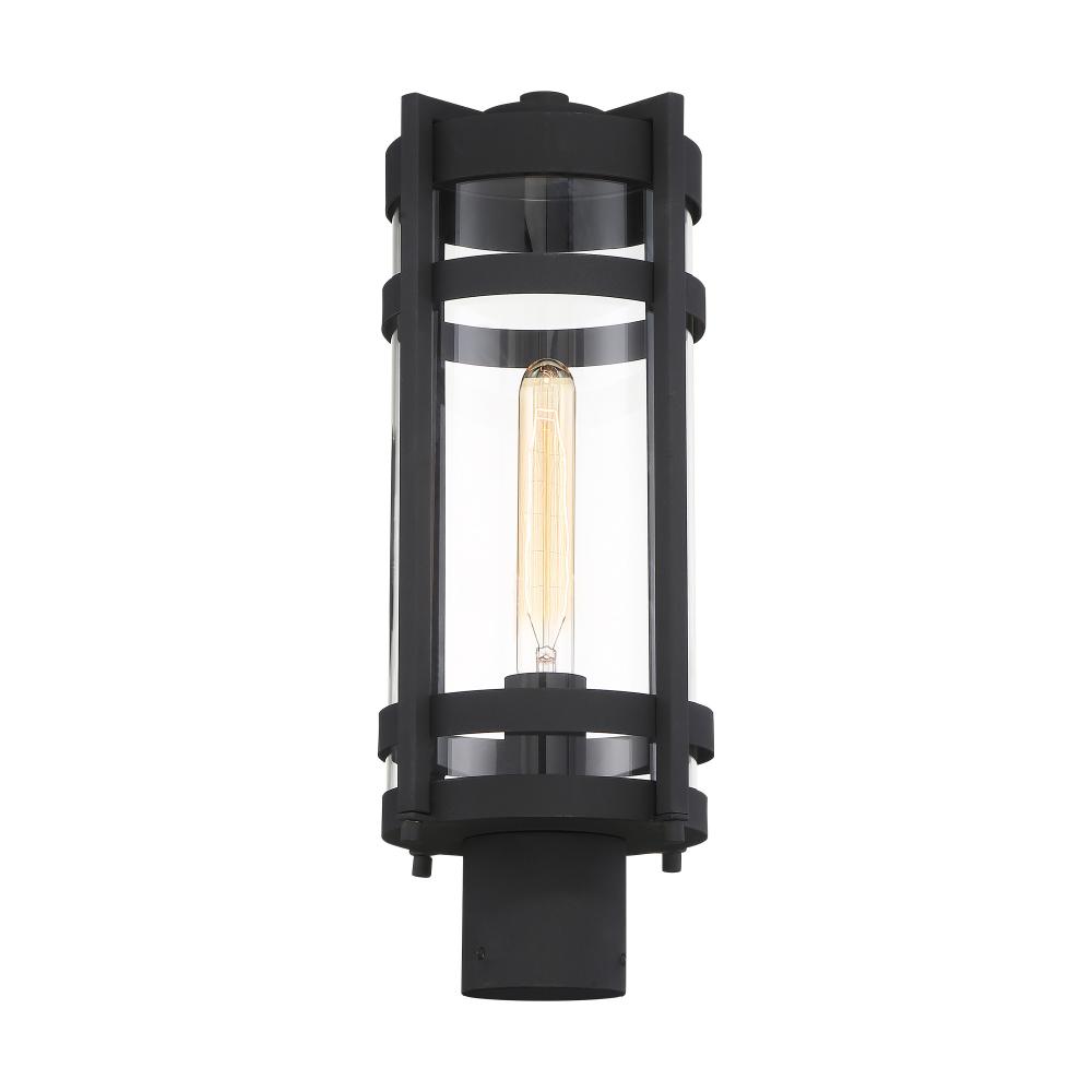 Tofino - 1 Light Post Lantern - Clear Glass - Textured Black Finish