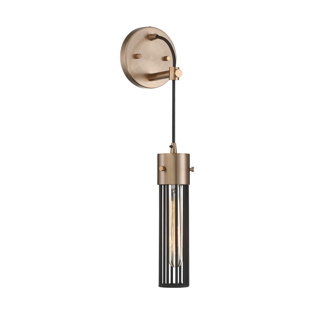 Eaves- 1 Light Wall Sconce - with Matte Black Cage - Copper Brushed Brass Finish