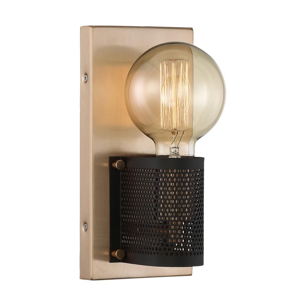 Passage - 1 Light Wall Sconce - Copper Brushed Brass Finish with Black Mesh