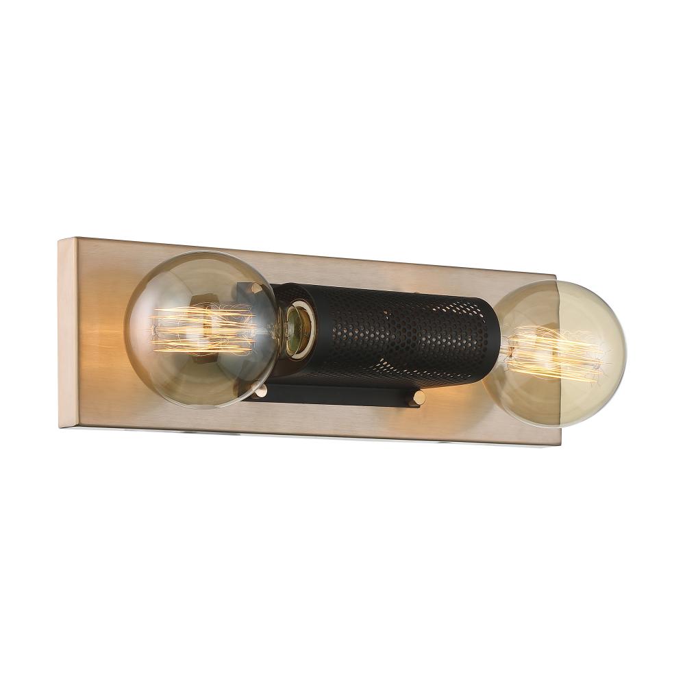 Passage - 2 Light Vanity - Copper Brushed Brass Finish with Black Mesh
