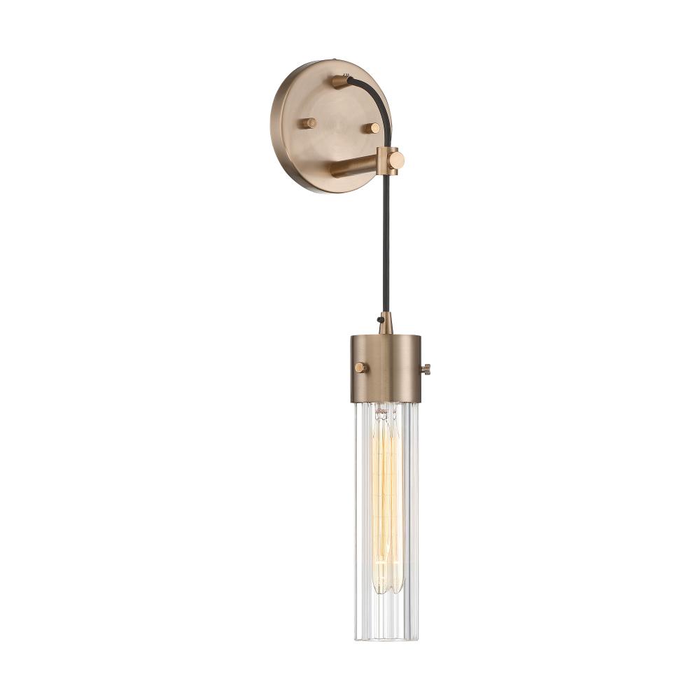 Eaves - 1 Light Sconce - with Clear Ribbed Glass - Copper Brushed Brass Finish