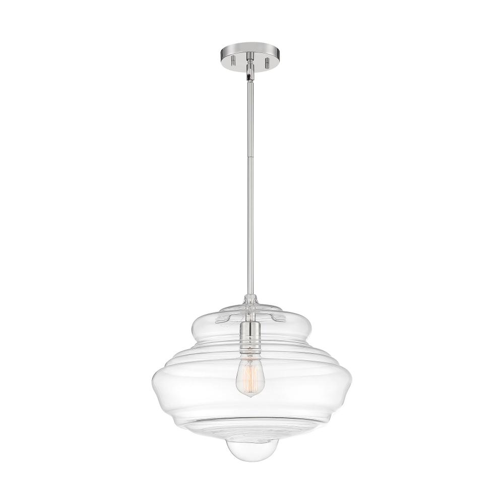 Storrier - 1 Light Pendant - with Clear Glass -Polished Nickel Finish
