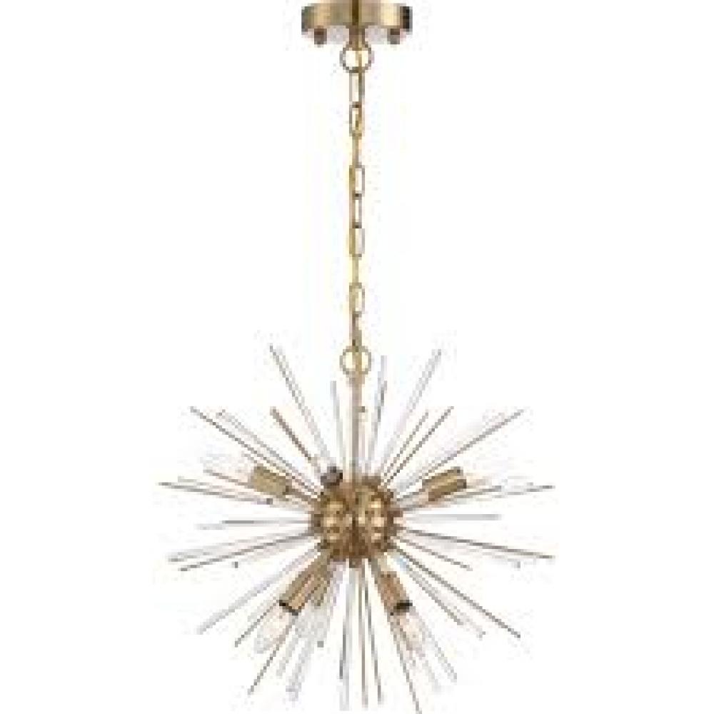 Cirrus - 6 Light Chandelier - with Glass Rods - Vintage Brass Finish