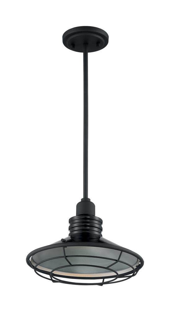 Blue Harbor - 1 Light Pendant with- Black and Silver & Black Accents Finish