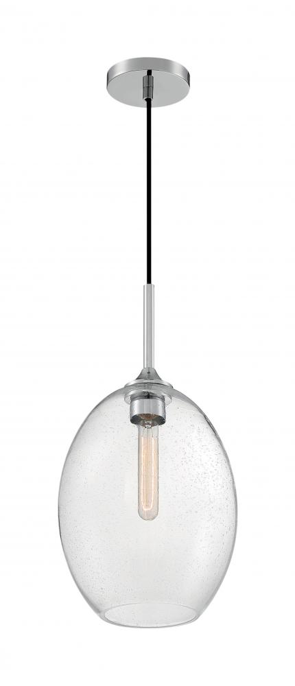 Aria - 1 Light Pendant with Seeded Glass - Polished Nickel Finish