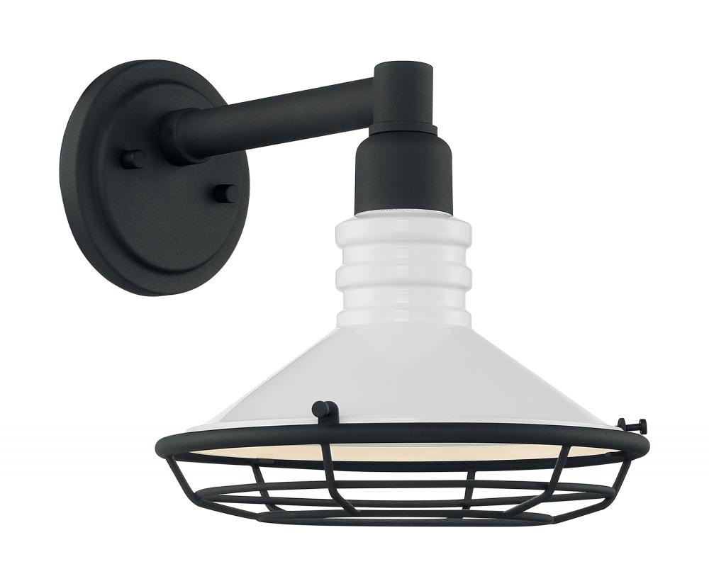 Blue Harbor - 1 Light Sconce with- Gloss White and Textured Black Finish