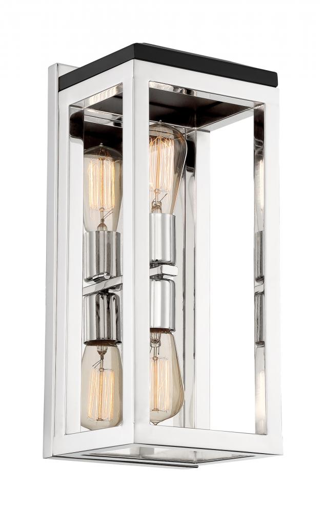 Cakewalk - 2 Light Sconce with- Polished Nickel and Black Accents Finish