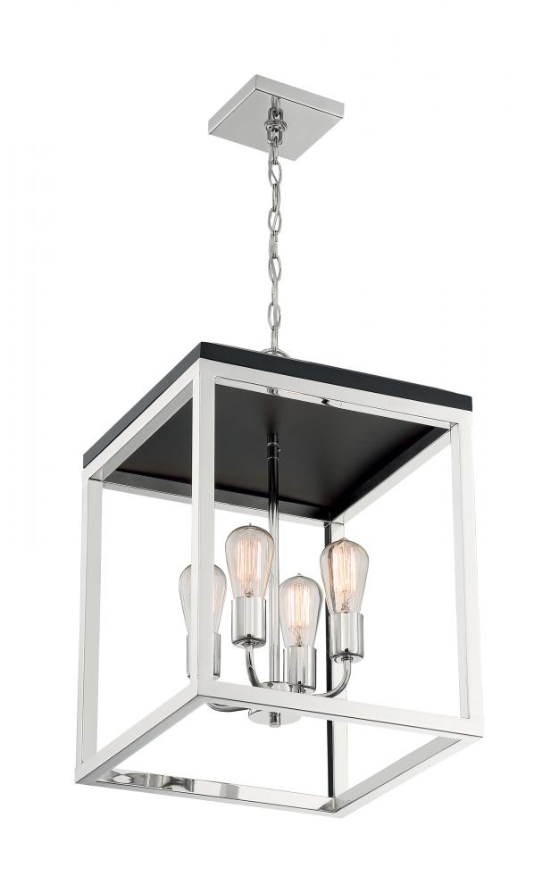 Cakewalk - 4 Light Pendant with- Polished Nickel and Black Accents Finish