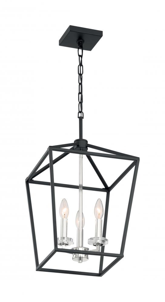 Storyteller - 3 Light Island Pendant with- Matte Black and Polished Nickel Accents Finish
