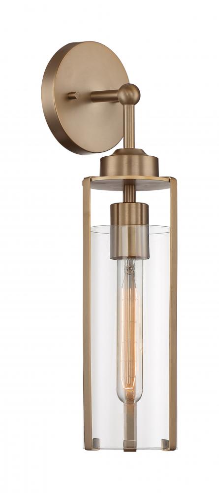 Marina - 1 Light Sconce with Clear Glass - Burnished Brass Finish