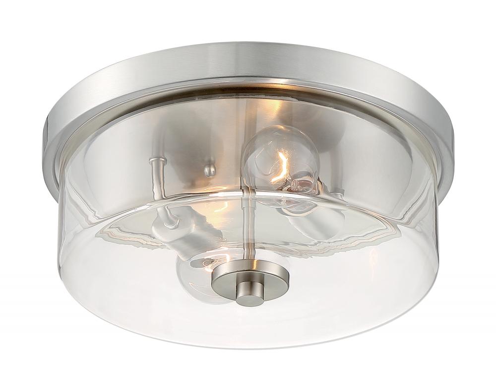 Sommerset - 2 Light Flush Mount with Clear Glass - Brushed Nickel Finish