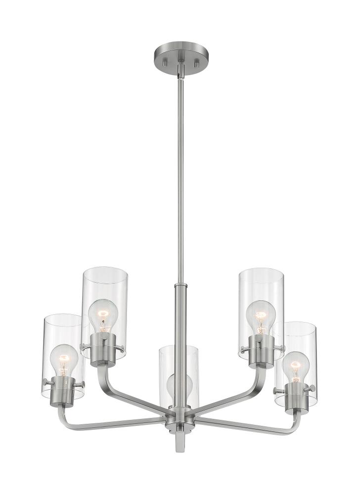Sommerset - 5 Light Chandelier with Clear Glass - Brushed Nickel Finish